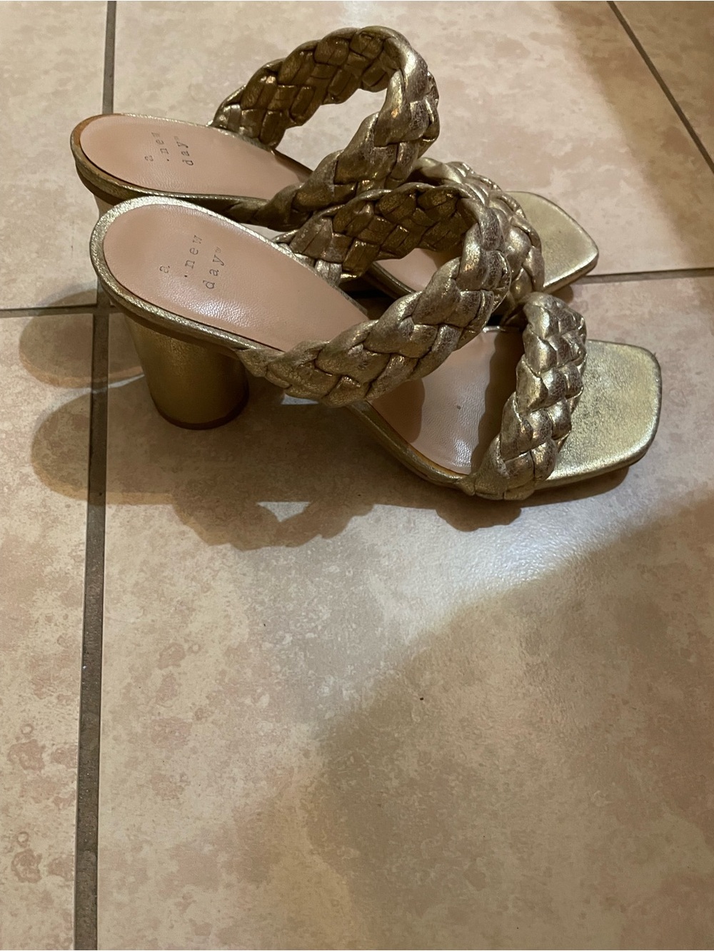 a new day Metallic Gold Braided Block-Heel Slide Sandals